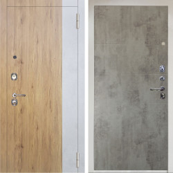 Входная дверь Аргус ЛЮКС 3К Снежно-белый Эксперт Рустик соломенный вставка бетон урбан милк + Агат Светлый бетон