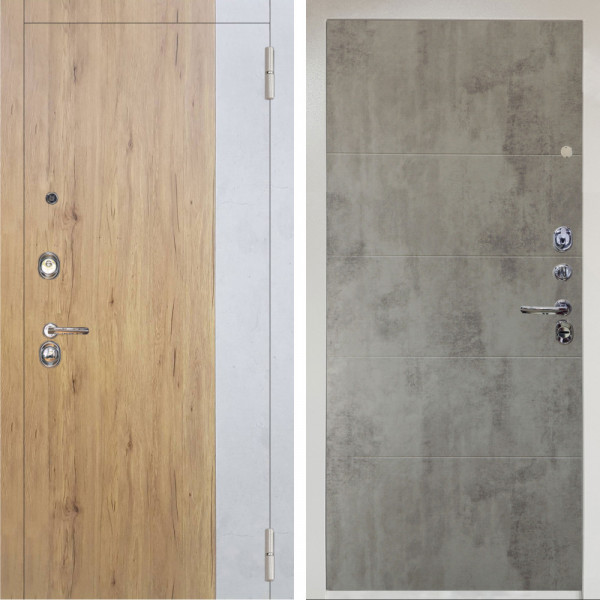 Входная дверь Аргус ЛЮКС 3К Снежно-белый Эксперт Рустик соломенный вставка бетон урбан милк + Агат Светлый бетон