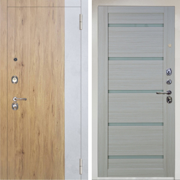 Входная дверь Аргус ЛЮКС 3К Снежно-белый Эксперт Рустик соломенный вставка бетон урбан милк + Александра Белая лиственница