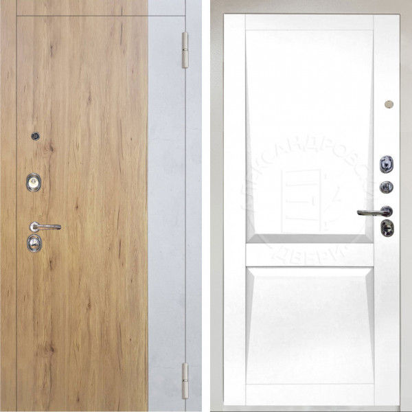 Входная дверь Аргус ЛЮКС 3К Снежно-белый Эксперт Рустик соломенный вставка бетон урбан милк + Ариана Белая эмаль