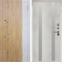 Входная дверь Аргус ЛЮКС 3К Снежно-белый Эксперт Рустик соломенный вставка бетон урбан милк + Дуэт Белое дерево вставки Изабель