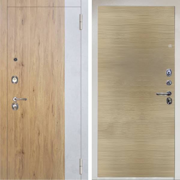 Входная дверь Аргус ЛЮКС 3К Снежно-белый Эксперт Рустик соломенный вставка бетон урбан милк + Элегант Дорс светлый горизонт