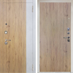 Входная дверь Аргус ЛЮКС 3К Снежно-белый Эксперт Рустик соломенный вставка бетон урбан милк + Элегант Рустик соломенный