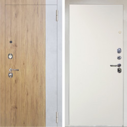 Входная дверь Аргус ЛЮКС 3К Снежно-белый Эксперт Рустик соломенный вставка бетон урбан милк + Элегант Софт милк