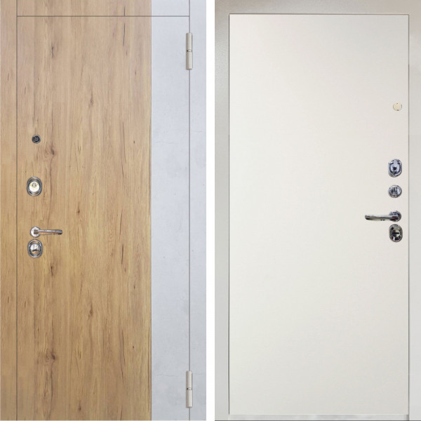 Входная дверь Аргус ЛЮКС 3К Снежно-белый Эксперт Рустик соломенный вставка бетон урбан милк + Элегант Софт милк