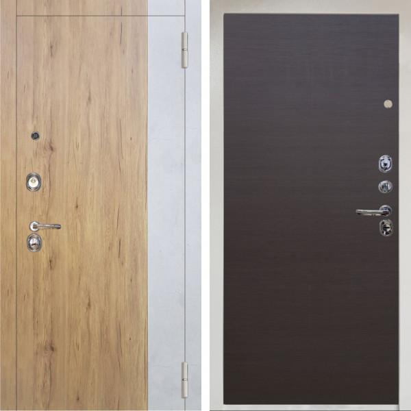 Входная дверь Аргус ЛЮКС 3К Снежно-белый Эксперт Рустик соломенный вставка бетон урбан милк + Элегант Венге горизонт