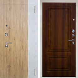 Входная дверь Аргус ЛЮКС 3К Снежно-белый Эксперт Рустик соломенный вставка бетон урбан милк + Элион дуб рустикальный