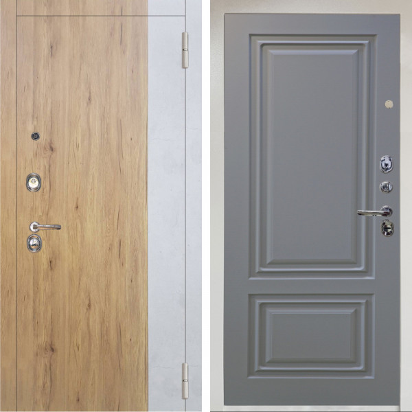 Входная дверь Аргус ЛЮКС 3К Снежно-белый Эксперт Рустик соломенный вставка бетон урбан милк + Элион Силк маус