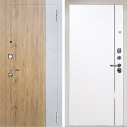 Входная дверь Аргус ЛЮКС 3К Снежно-белый Эксперт Рустик соломенный вставка бетон урбан милк + Гауда Роял Вуд Белый