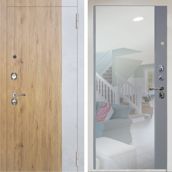 Входная дверь Аргус ЛЮКС 3К Снежно-белый Эксперт Рустик соломенный вставка бетон урбан милк + Магнум Силк маус