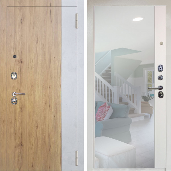 Входная дверь Аргус ЛЮКС 3К Снежно-белый Эксперт Рустик соломенный вставка бетон урбан милк + Магнум Софт милк