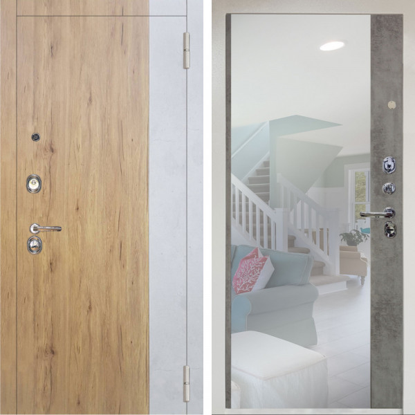 Входная дверь Аргус ЛЮКС 3К Снежно-белый Эксперт Рустик соломенный вставка бетон урбан милк + Магнум Светлый бетон