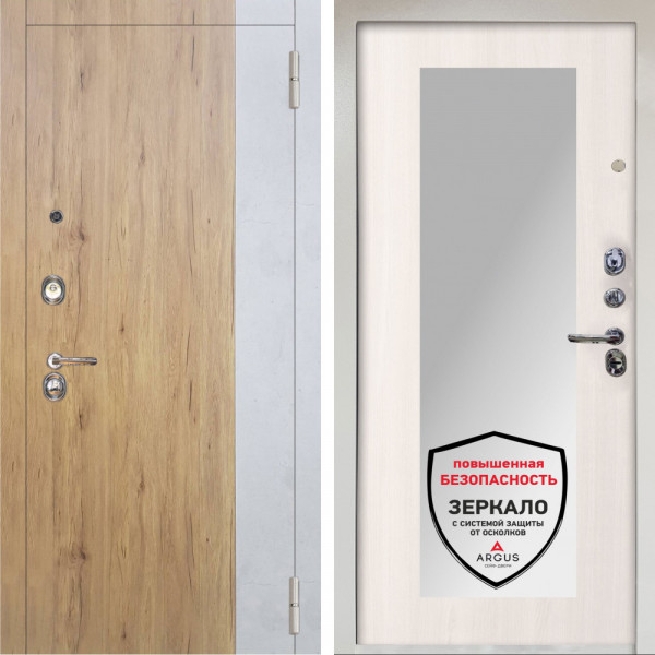 Входная дверь Аргус ЛЮКС 3К Снежно-белый Эксперт Рустик соломенный вставка бетон урбан милк + Милли Ларче светлый