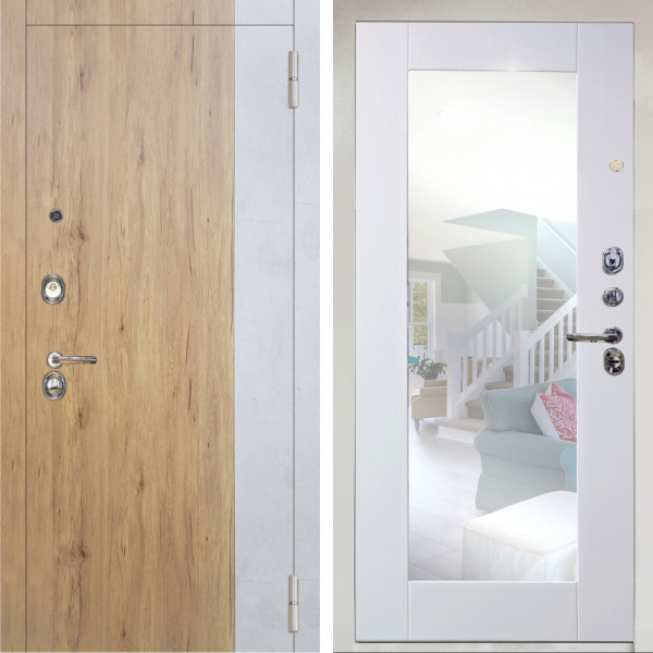 Входная дверь Аргус ЛЮКС 3К Снежно-белый Эксперт Рустик соломенный вставка бетон урбан милк + Милли Роял вуд белый