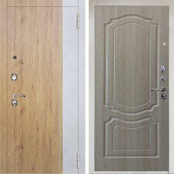 Входная дверь Аргус ЛЮКС 3К Снежно-белый Эксперт Рустик соломенный вставка бетон урбан милк + Мишель Ларче светлый