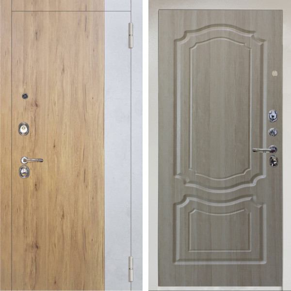 Входная дверь Аргус ЛЮКС 3К Снежно-белый Эксперт Рустик соломенный вставка бетон урбан милк + Мишель Ларче светлый