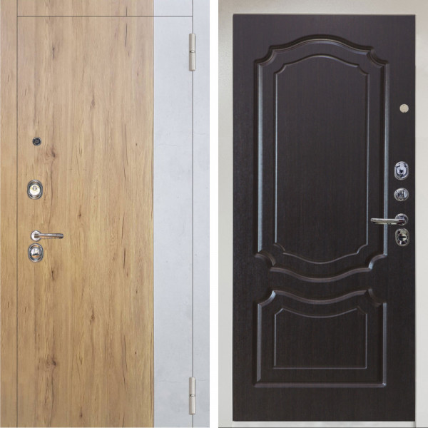 Входная дверь Аргус ЛЮКС 3К Снежно-белый Эксперт Рустик соломенный вставка бетон урбан милк + Мишель Венге