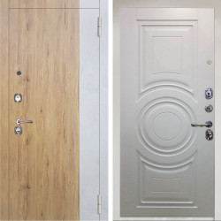 Входная дверь Аргус ЛЮКС 3К Снежно-белый Эксперт Рустик соломенный вставка бетон урбан милк + Могадиш Софт милк