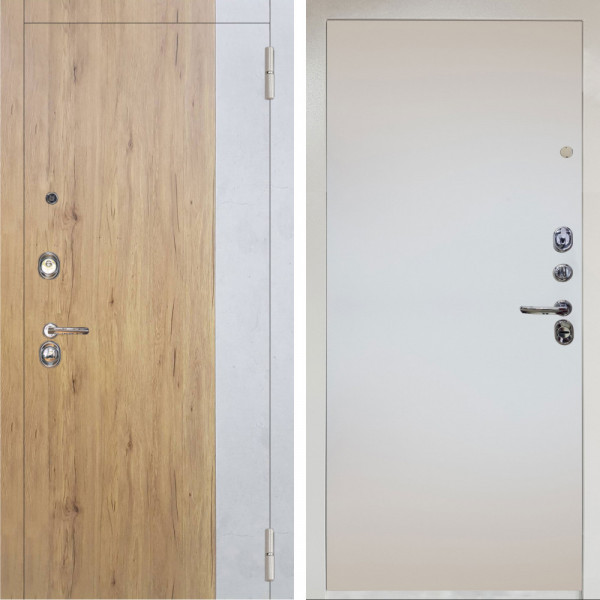 Входная дверь Аргус ЛЮКС 3К Снежно-белый Эксперт Рустик соломенный вставка бетон урбан милк + Под покраску