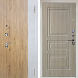 Входная дверь Аргус ЛЮКС 3К Снежно-белый Эксперт Рустик соломенный вставка бетон урбан милк + Скиф Дуб филадельфия крем