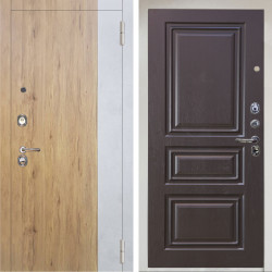 Входная дверь Аргус ЛЮКС 3К Снежно-белый Эксперт Рустик соломенный вставка бетон урбан милк + Скиф Горький шоколад