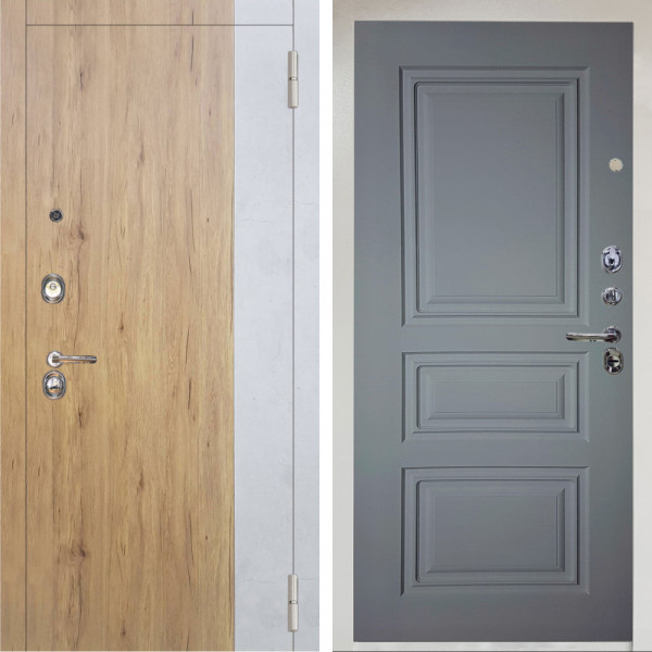 Входная дверь Аргус ЛЮКС 3К Снежно-белый Эксперт Рустик соломенный вставка бетон урбан милк + Скиф Силк маус