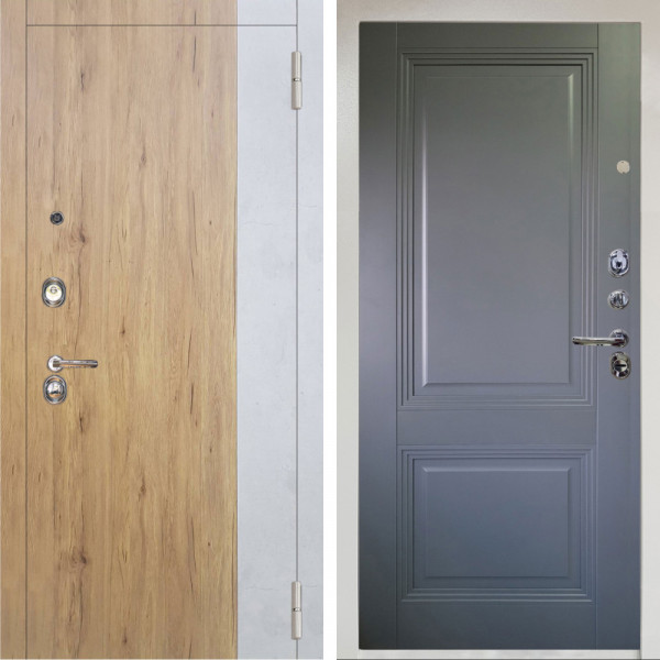 Входная дверь Аргус ЛЮКС 3К Снежно-белый Эксперт Рустик соломенный вставка бетон урбан милк + Соло Антрацит софт