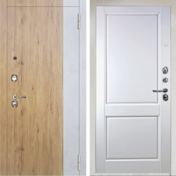 Входная дверь Аргус ЛЮКС 3К Снежно-белый Эксперт Рустик соломенный вставка бетон урбан милк + Соренто Белая эмаль