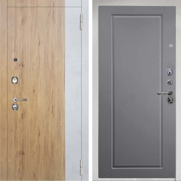 Входная дверь Аргус ЛЮКС 3К Снежно-белый Эксперт Рустик соломенный вставка бетон урбан милк + Тревор силк маус