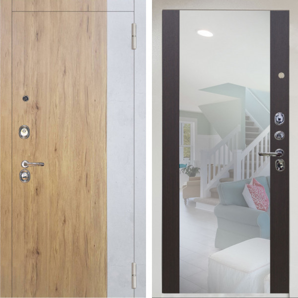 Входная дверь Аргус ЛЮКС 3К Снежно-белый Эксперт Рустик соломенный вставка бетон урбан милк + Вояж Венге