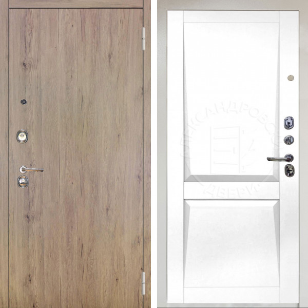 Входная дверь Аргус ЛЮКС 3К Снежно-белый Элегант Рустик соломенный + Ариана Белая эмаль
