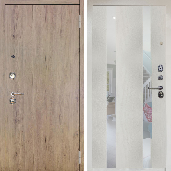 Входная дверь Аргус ЛЮКС 3К Снежно-белый Элегант Рустик соломенный + Дуэт Белое дерево вставки Николь