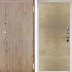 Входная дверь Аргус ЛЮКС 3К Снежно-белый Элегант Рустик соломенный + Элегант Дорс светлый горизонт