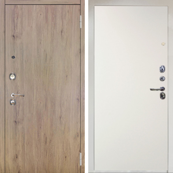 Входная дверь Аргус ЛЮКС 3К Снежно-белый Элегант Рустик соломенный + Элегант Софт милк