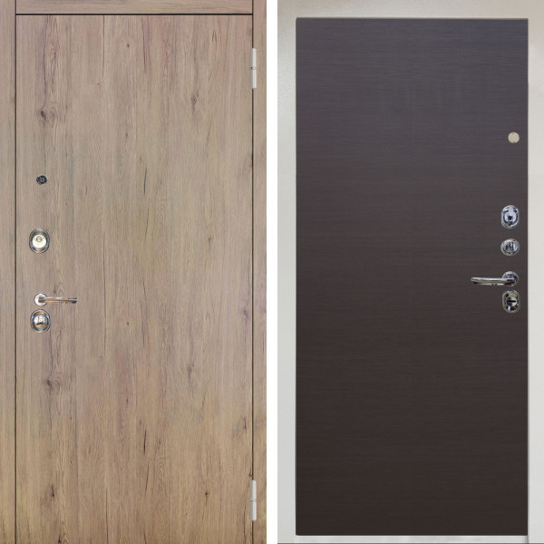 Входная дверь Аргус ЛЮКС 3К Снежно-белый Элегант Рустик соломенный + Элегант Венге горизонт