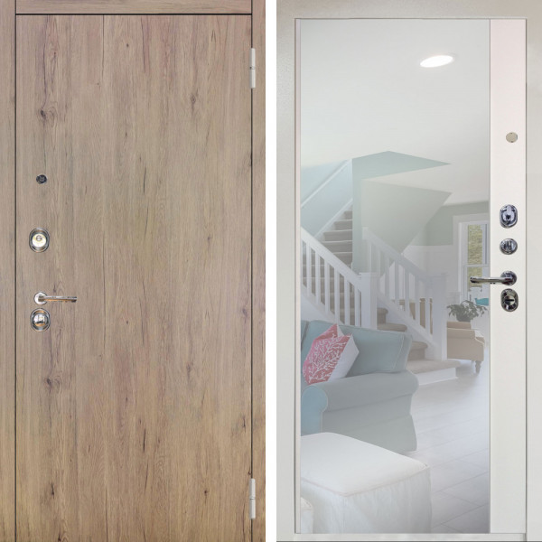 Входная дверь Аргус ЛЮКС 3К Снежно-белый Элегант Рустик соломенный + Магнум Софт милк