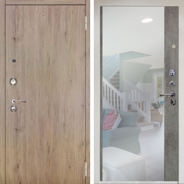 Входная дверь Аргус ЛЮКС 3К Снежно-белый Элегант Рустик соломенный + Магнум Светлый бетон