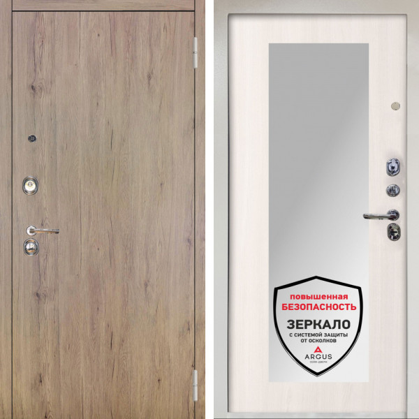 Входная дверь Аргус ЛЮКС 3К Снежно-белый Элегант Рустик соломенный + Милли Ларче светлый