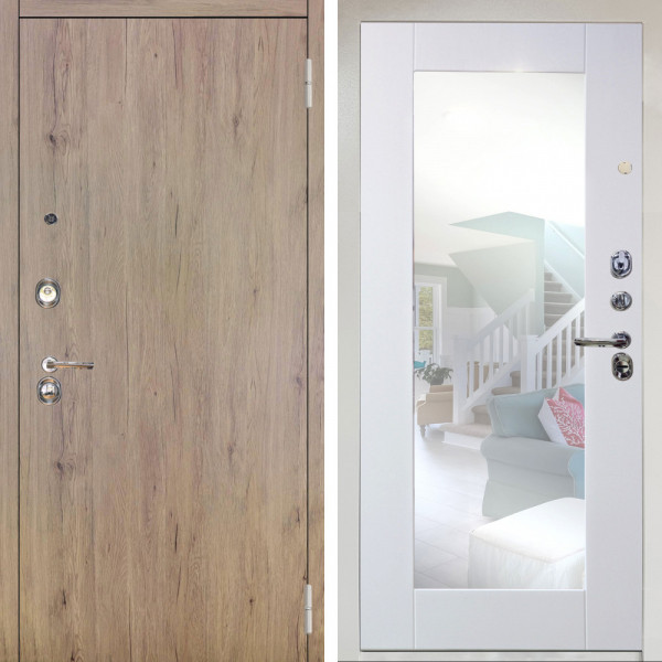 Входная дверь Аргус ЛЮКС 3К Снежно-белый Элегант Рустик соломенный + Милли Роял вуд белый