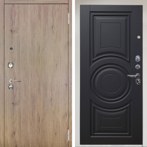 Входная дверь Аргус ЛЮКС 3К Снежно-белый Элегант Рустик соломенный + Могадиш Черный софт