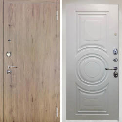 Входная дверь Аргус ЛЮКС 3К Снежно-белый Элегант Рустик соломенный + Могадиш Софт милк