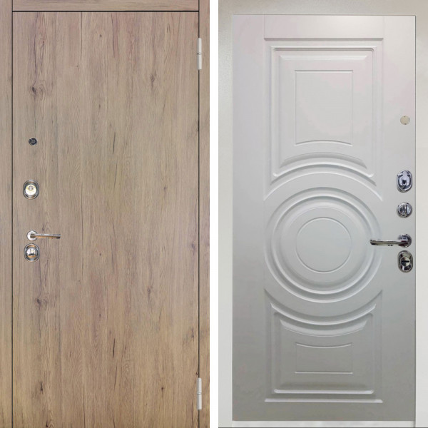 Входная дверь Аргус ЛЮКС 3К Снежно-белый Элегант Рустик соломенный + Могадиш Софт милк