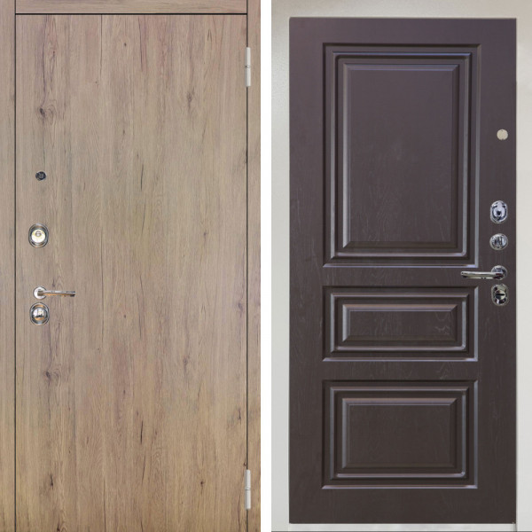 Входная дверь Аргус ЛЮКС 3К Снежно-белый Элегант Рустик соломенный + Скиф Горький шоколад