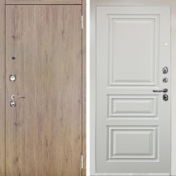 Входная дверь Аргус ЛЮКС 3К Снежно-белый Элегант Рустик соломенный + Скиф Софт милк