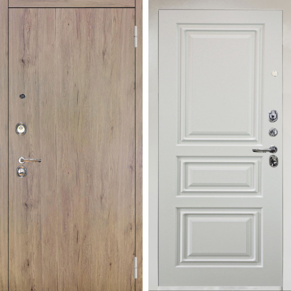 Входная дверь Аргус ЛЮКС 3К Снежно-белый Элегант Рустик соломенный + Скиф Софт милк