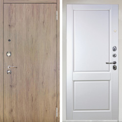 Входная дверь Аргус ЛЮКС 3К Снежно-белый Элегант Рустик соломенный + Соренто Белая эмаль