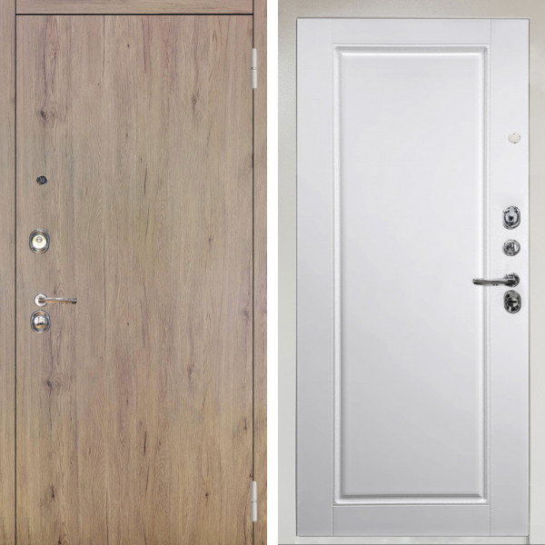 Входная дверь Аргус ЛЮКС 3К Снежно-белый Элегант Рустик соломенный + Тревор Софт милк