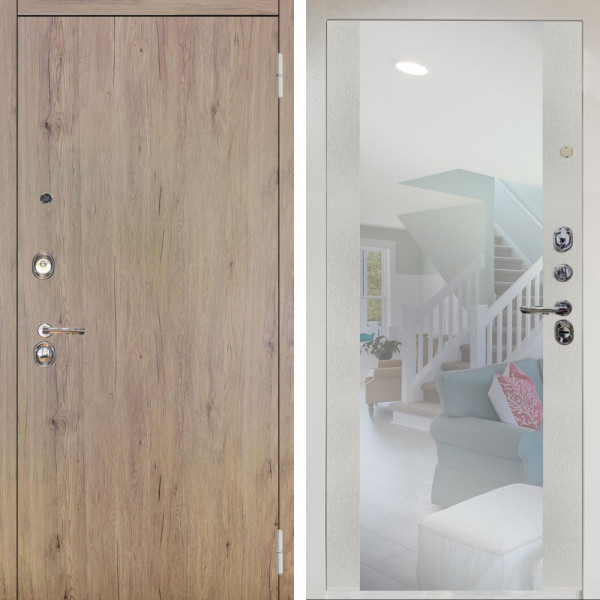 Входная дверь Аргус ЛЮКС 3К Снежно-белый Элегант Рустик соломенный + Вояж Белое дерево