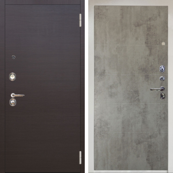 Входная дверь Аргус ЛЮКС 3К Снежно-белый Элегант Венге горизонт + Агат Светлый бетон