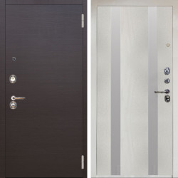 Входная дверь Аргус ЛЮКС 3К Снежно-белый Элегант Венге горизонт + Дуэт Белое дерево вставки Изабель